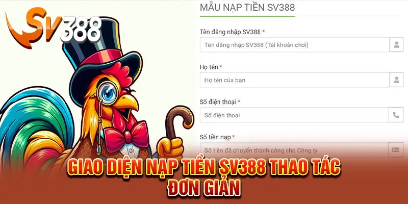 Quy trình thao tác nạp tiền SV388 đơn giản